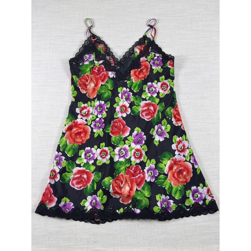 Victorias Secret Vintage Gold Label Floral Lace Trim Chemise Nightgown Medium - Picture 5 of 8
